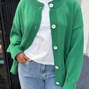Sonderhaus Wendy Cardigan Green Organic Cotton Knit